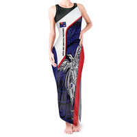 Personalised PNG West New Britain Province Tank Maxi Dress Bird of Paradise Tattoo Flag Motif LT9 Women Blue - Polynesian Pride