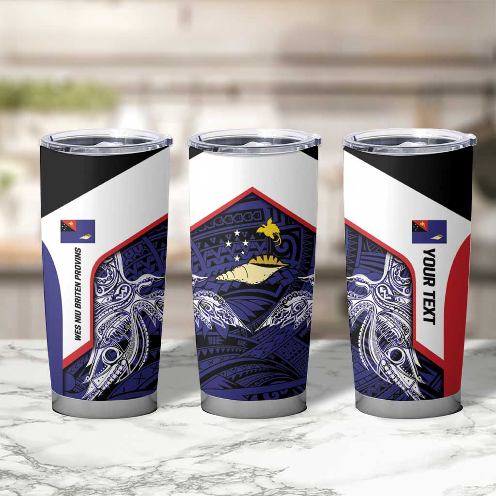 Personalised PNG West New Britain Province Tumbler Cup Bird of Paradise Tattoo Flag Motif LT9 - Polynesian Pride
