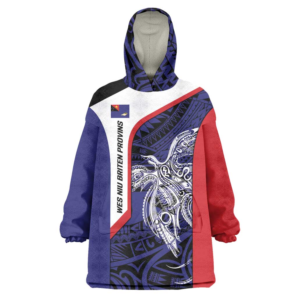 Personalised PNG West New Britain Province Wearable Blanket Hoodie Bird of Paradise Tattoo Flag Motif - Polynesian Pride