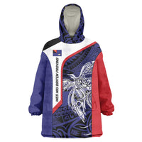 Personalised PNG West New Britain Province Wearable Blanket Hoodie Bird of Paradise Tattoo Flag Motif LT9 One Size Blue - Polynesian Pride