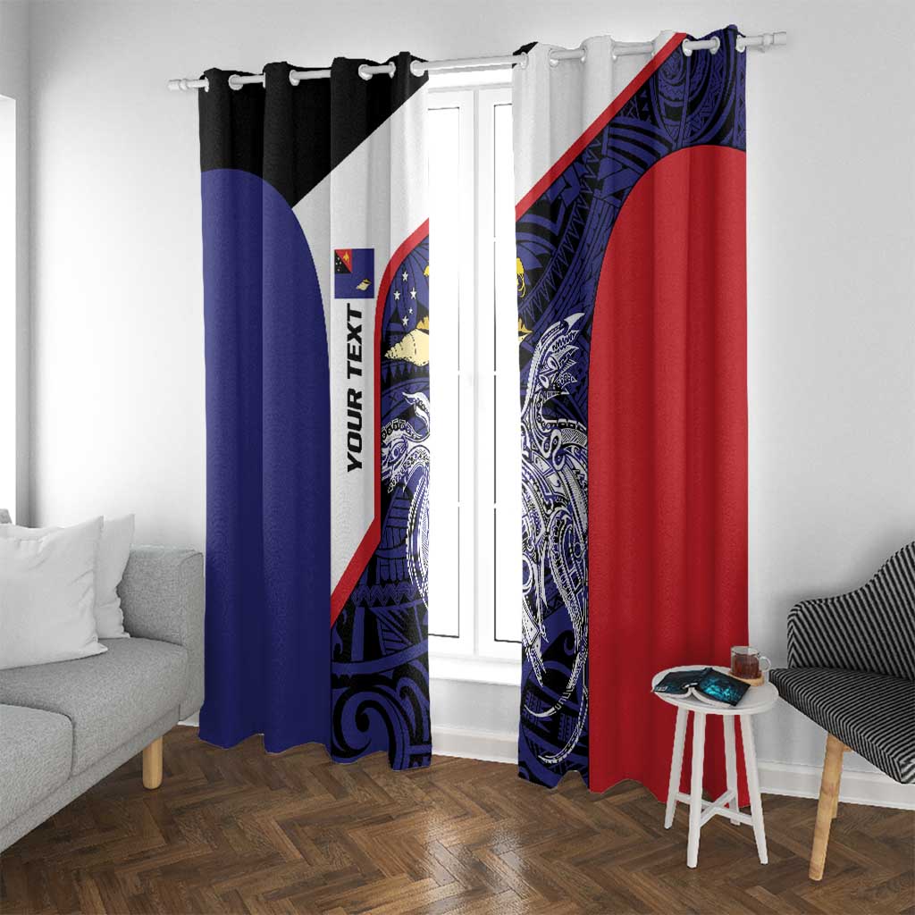 Personalised PNG West New Britain Province Window Curtain Bird of Paradise Tattoo Flag Motif LT9 With Grommets Blue - Polynesian Pride