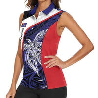 Personalised PNG West New Britain Province Women Sleeveless Polo Shirt Bird of Paradise Tattoo Flag Motif LT9 - Polynesian Pride