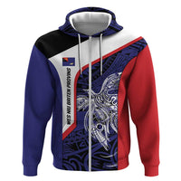 Personalised PNG West New Britain Province Zip Hoodie Bird of Paradise Tattoo Flag Motif LT9 Zip Hoodie Blue - Polynesian Pride