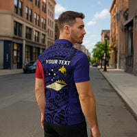 Personalised PNG West New Britain Province Zipper Polo Shirt Bird of Paradise Tattoo Flag Motif LT9 - Polynesian Pride