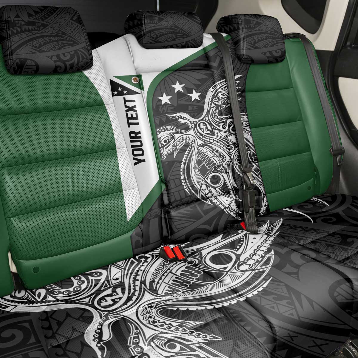Personalised PNG Western Highlands Province Back Car Seat Cover Bird of Paradise Tattoo Flag Motif LT9 - Polynesian Pride