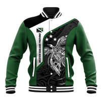 Personalised PNG Western Highlands Province Baseball Jacket Bird of Paradise Tattoo Flag Motif - Polynesian Pride