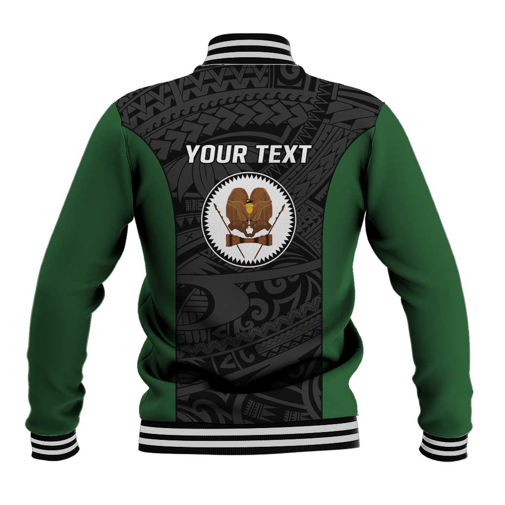 Personalised PNG Western Highlands Province Baseball Jacket Bird of Paradise Tattoo Flag Motif - Polynesian Pride