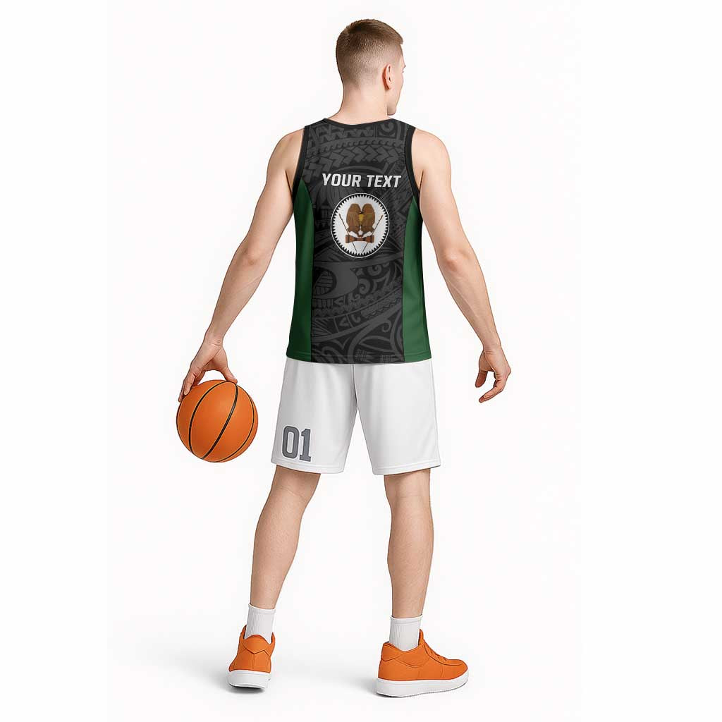 Personalised PNG Western Highlands Province Basketball Jersey Bird of Paradise Tattoo Flag Motif LT9 - Polynesian Pride