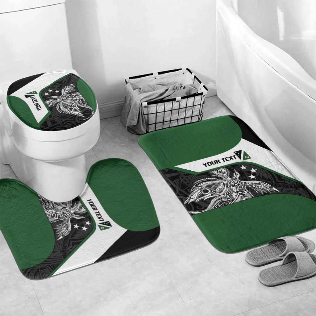 Personalised PNG Western Highlands Province Bathroom Set Bird of Paradise Tattoo Flag Motif LT9 Mat Set Only (3 pcs) One Size Green - Polynesian Pride
