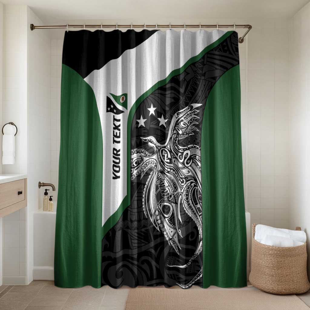 Personalised PNG Western Highlands Province Bathroom Set Bird of Paradise Tattoo Flag Motif LT9 Shower Curtain Only Green - Polynesian Pride