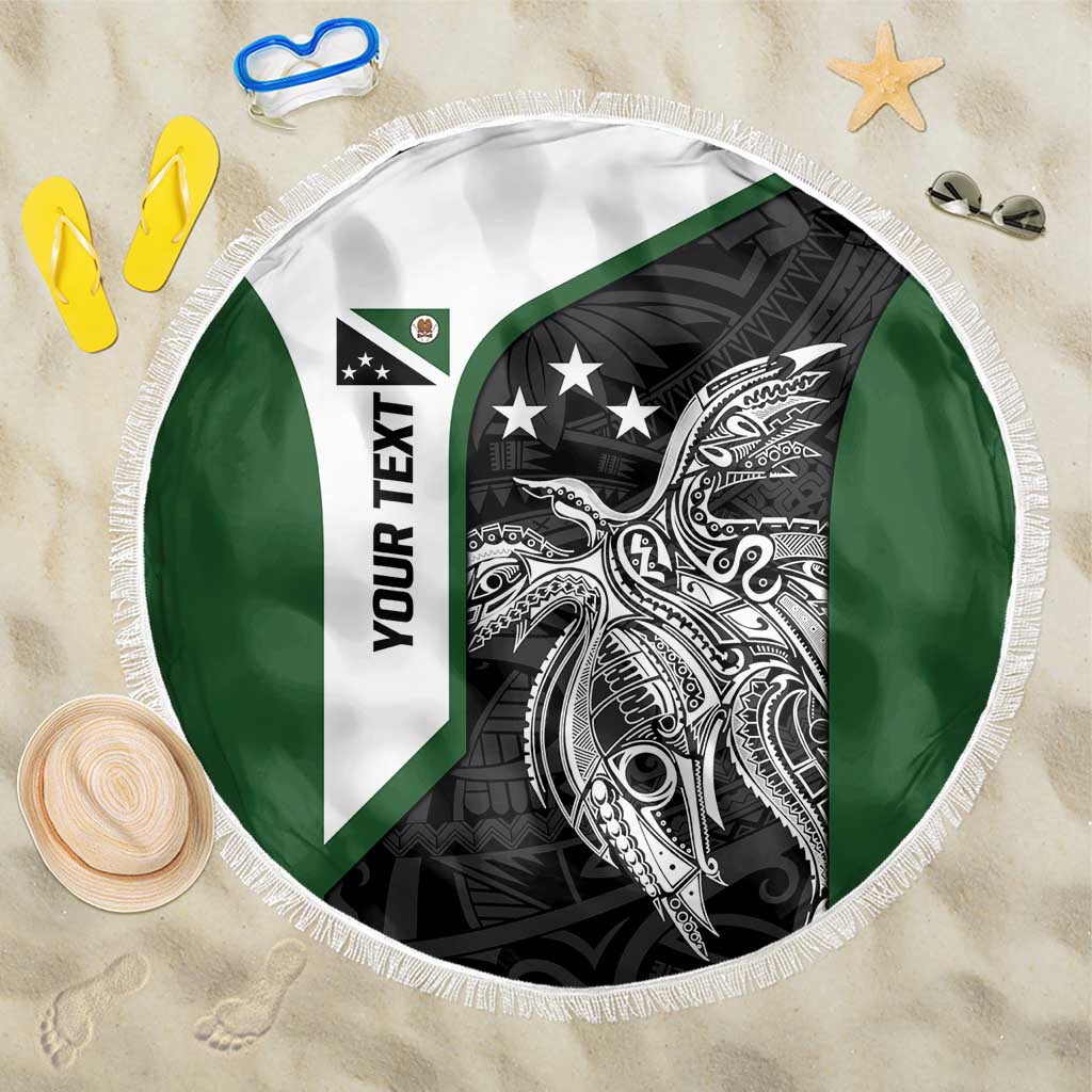 Personalised PNG Western Highlands Province Beach Blanket Bird of Paradise Tattoo Flag Motif LT9 One Size 150cm Green - Polynesian Pride