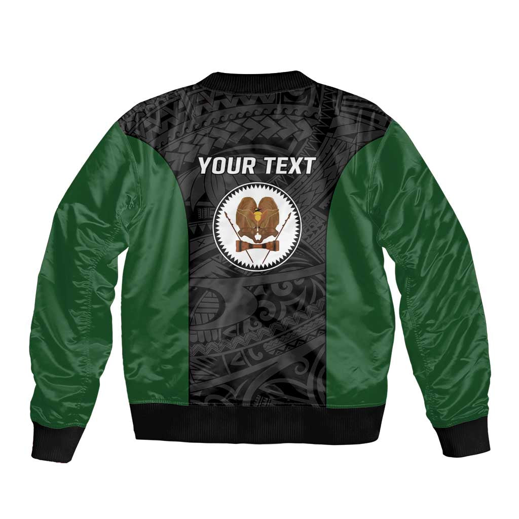 Personalised PNG Western Highlands Province Bomber Jacket Bird of Paradise Tattoo Flag Motif - Polynesian Pride