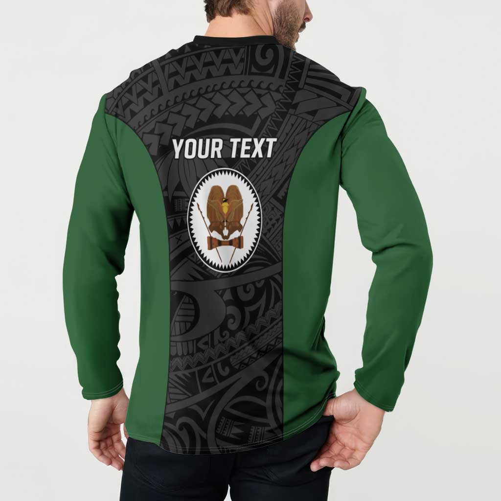 Personalised PNG Western Highlands Province Button Sweatshirt Bird of Paradise Tattoo Flag Motif - Polynesian Pride