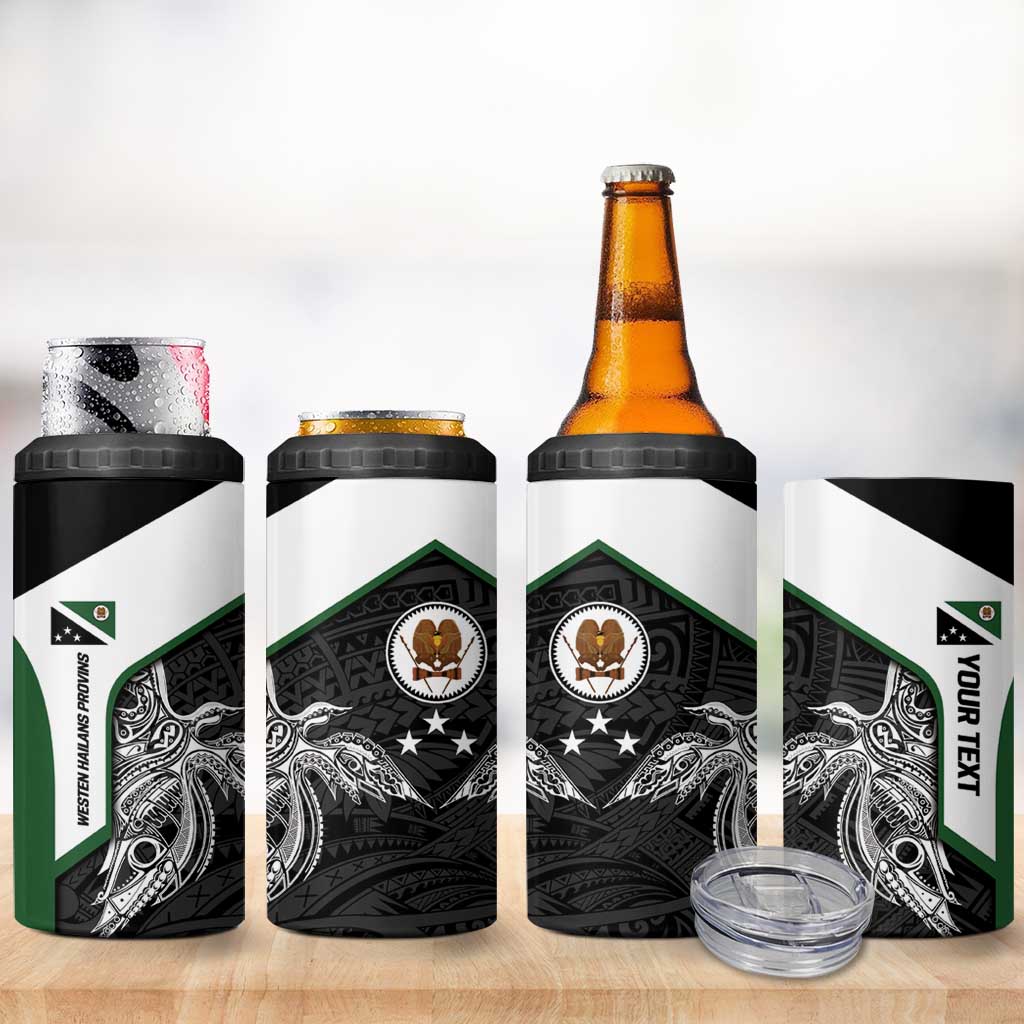 Personalised PNG Western Highlands Province 4 in 1 Can Cooler Tumbler Bird of Paradise Tattoo Flag Motif LT9 - Polynesian Pride