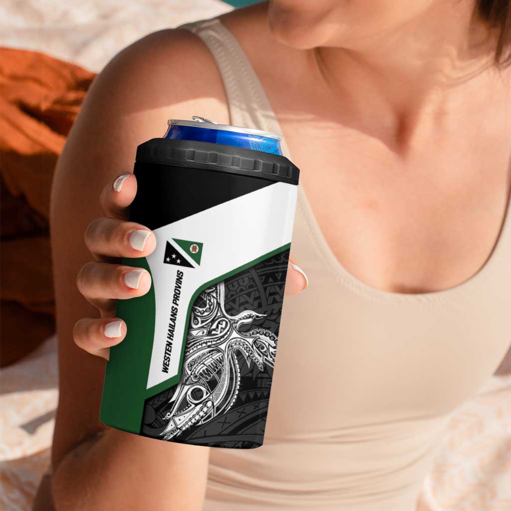 Personalised PNG Western Highlands Province 4 in 1 Can Cooler Tumbler Bird of Paradise Tattoo Flag Motif LT9 - Polynesian Pride