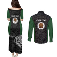 Personalised PNG Western Highlands Province Couples Matching Puletasi and Long Sleeve Button Shirt Bird of Paradise Tattoo Flag Motif LT9 - Polynesian Pride