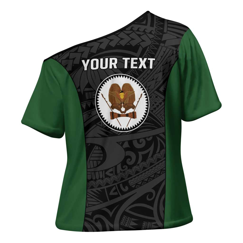 Personalised PNG Western Highlands Province Cross Shoulder Shirt Bird of Paradise Tattoo Flag Motif LT9 - Polynesian Pride