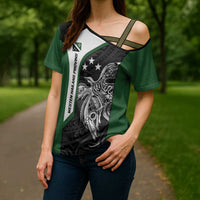 Personalised PNG Western Highlands Province Cross Shoulder Shirt Bird of Paradise Tattoo Flag Motif LT9 - Polynesian Pride