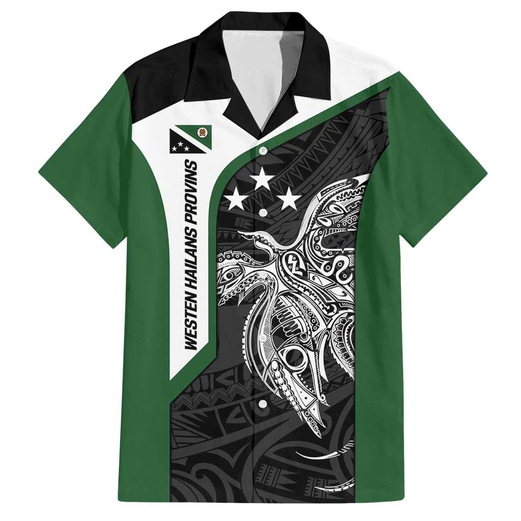 Personalised PNG Western Highlands Province Family Matching Puletasi and Hawaiian Shirt Bird of Paradise Tattoo Flag Motif LT9 Dad's Shirt - Short Sleeve Green - Polynesian Pride