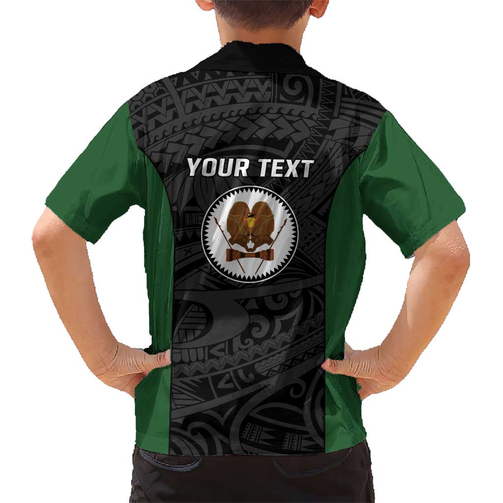 Personalised PNG Western Highlands Province Family Matching Short Sleeve Bodycon Dress and Hawaiian Shirt Bird of Paradise Tattoo Flag Motif LT9 - Polynesian Pride