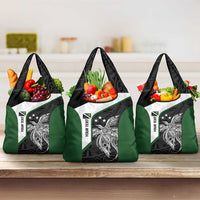 Personalised PNG Western Highlands Province Grocery Bag Bird of Paradise Tattoo Flag Motif LT9 3-pack One Size Green - Polynesian Pride