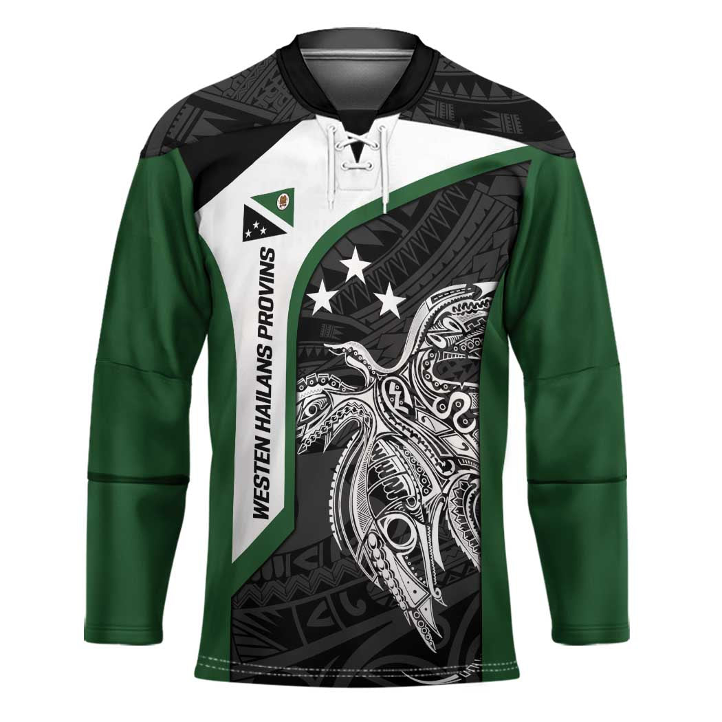 Personalised PNG Western Highlands Province Hockey Jersey Bird of Paradise Tattoo Flag Motif LT9 Unisex Green - Polynesian Pride