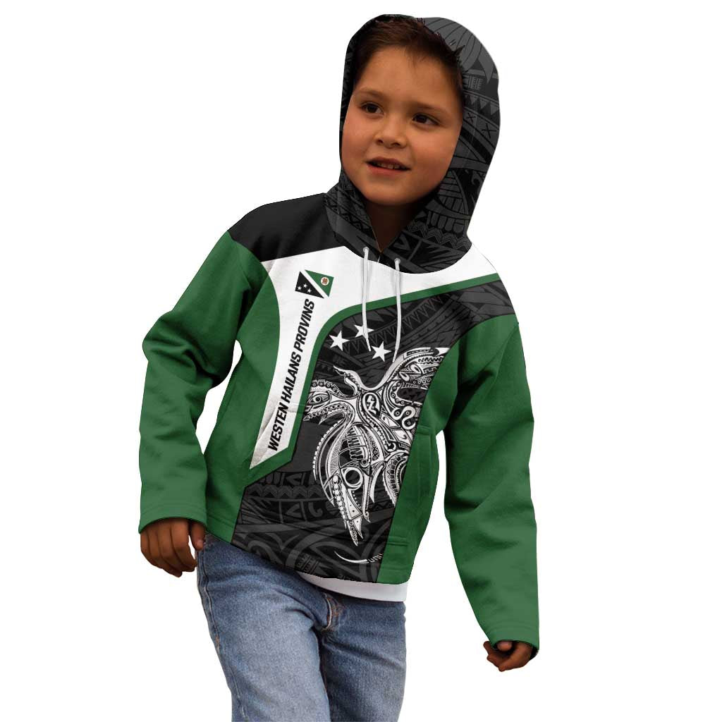 Personalised PNG Western Highlands Province Kid Hoodie Bird of Paradise Tattoo Flag Motif LT9 - Polynesian Pride