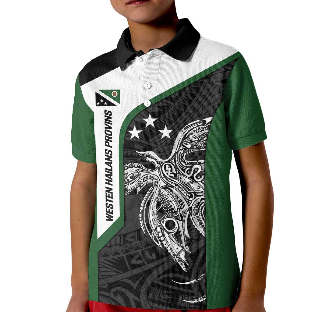 Personalised PNG Western Highlands Province Kid Polo Shirt Bird of Paradise Tattoo Flag Motif LT9 Kid Green - Polynesian Pride