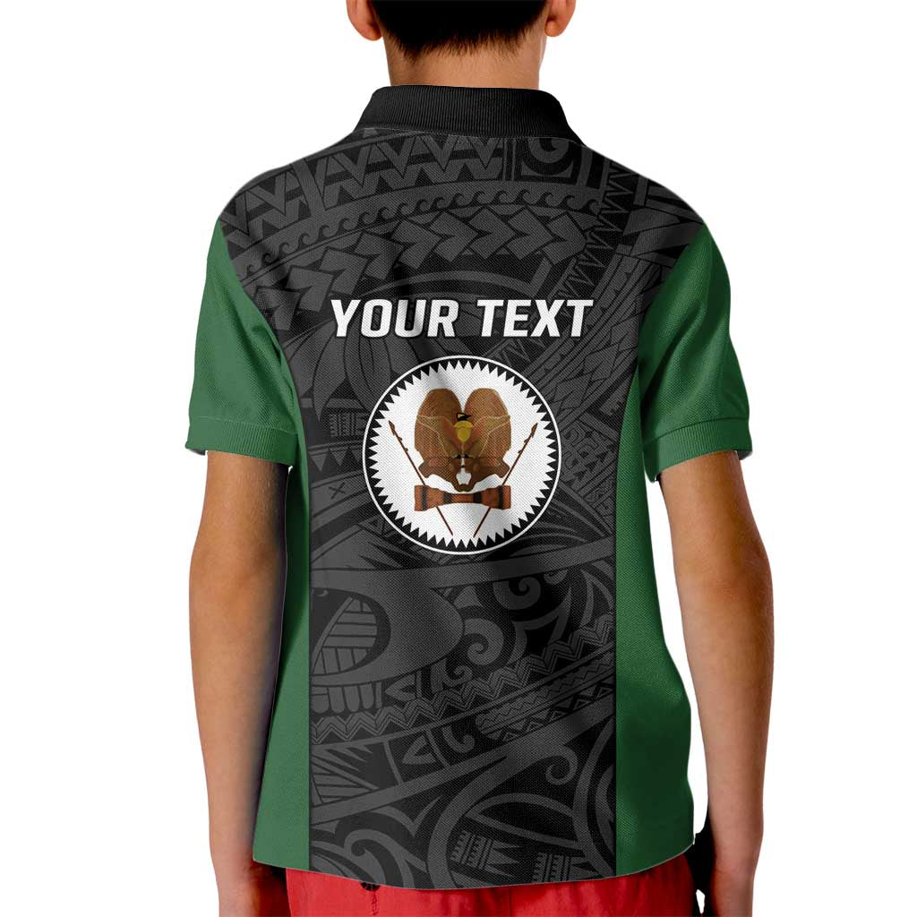 Personalised PNG Western Highlands Province Kid Polo Shirt Bird of Paradise Tattoo Flag Motif LT9 - Polynesian Pride