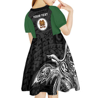 Personalised PNG Western Highlands Province Kid Short Sleeve Dress Bird of Paradise Tattoo Flag Motif LT9 - Polynesian Pride