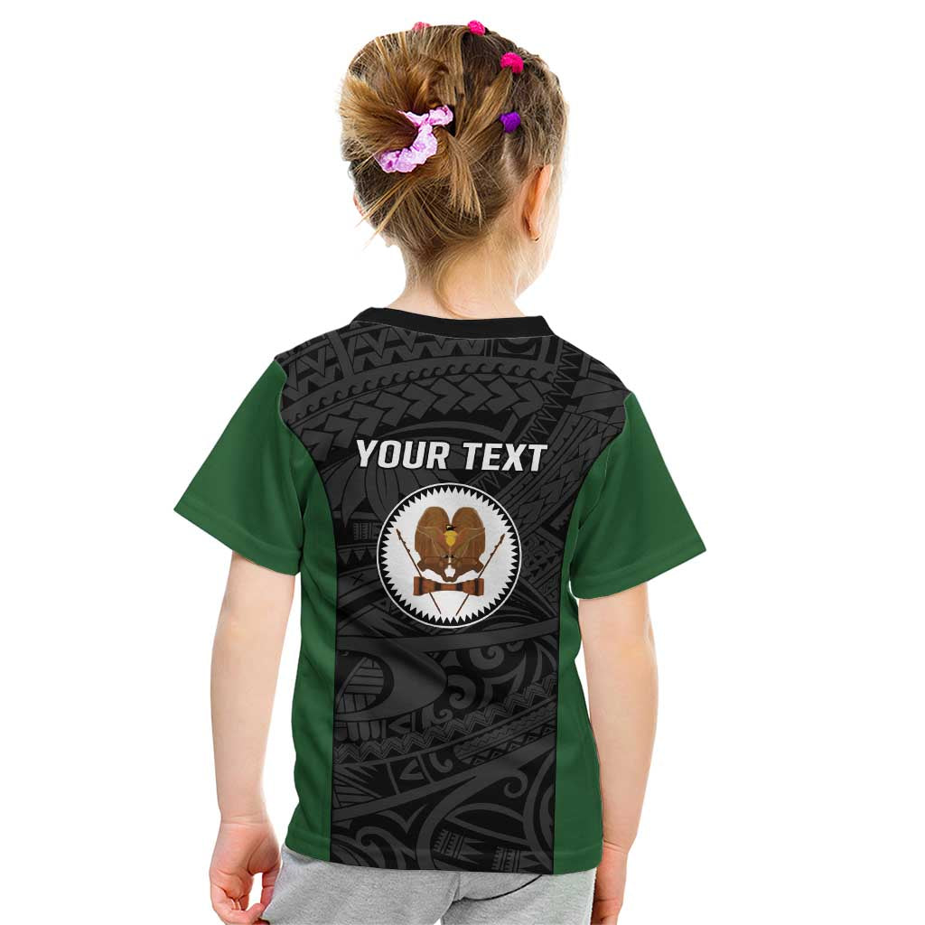 Personalised PNG Western Highlands Province Kid T Shirt Bird of Paradise Tattoo Flag Motif LT9 - Polynesian Pride