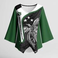 Personalised PNG Western Highlands Province Kimono Sleeve Blouse Bird of Paradise Tattoo Flag Motif LT9 Female Green - Polynesian Pride