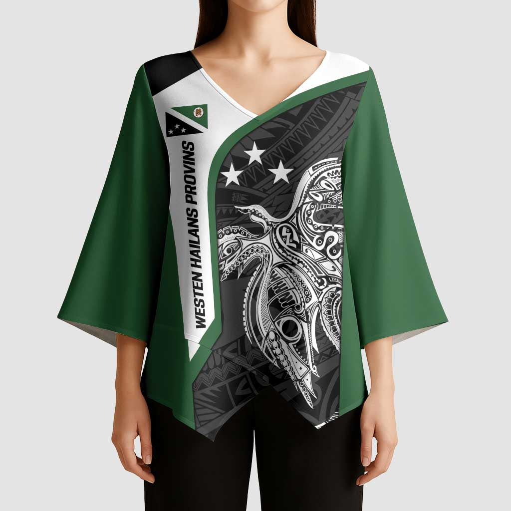 Personalised PNG Western Highlands Province Kimono Sleeve Blouse Bird of Paradise Tattoo Flag Motif LT9 - Polynesian Pride