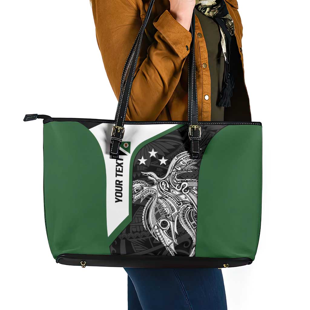 Personalised PNG Western Highlands Province Leather Tote Bag Bird of Paradise Tattoo Flag Motif LT9 - Polynesian Pride