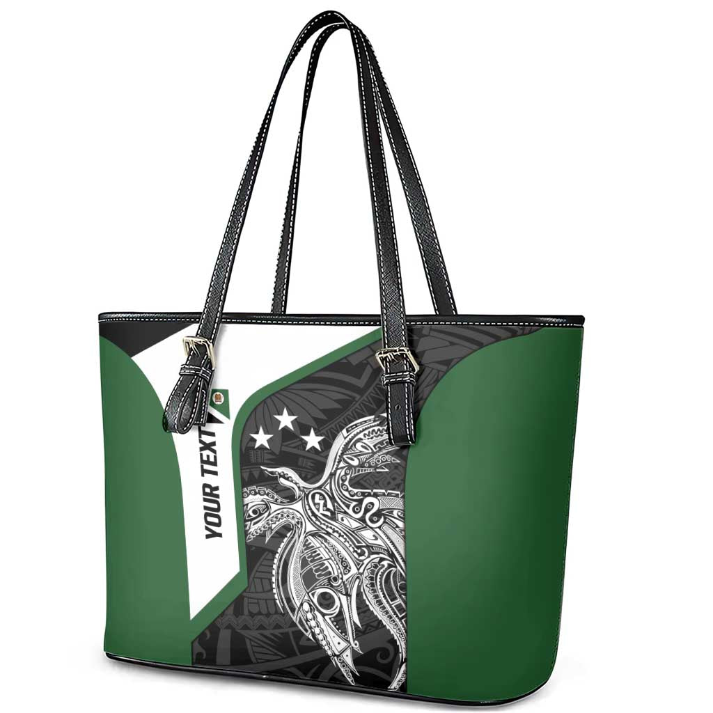 Personalised PNG Western Highlands Province Leather Tote Bag Bird of Paradise Tattoo Flag Motif LT9 - Polynesian Pride