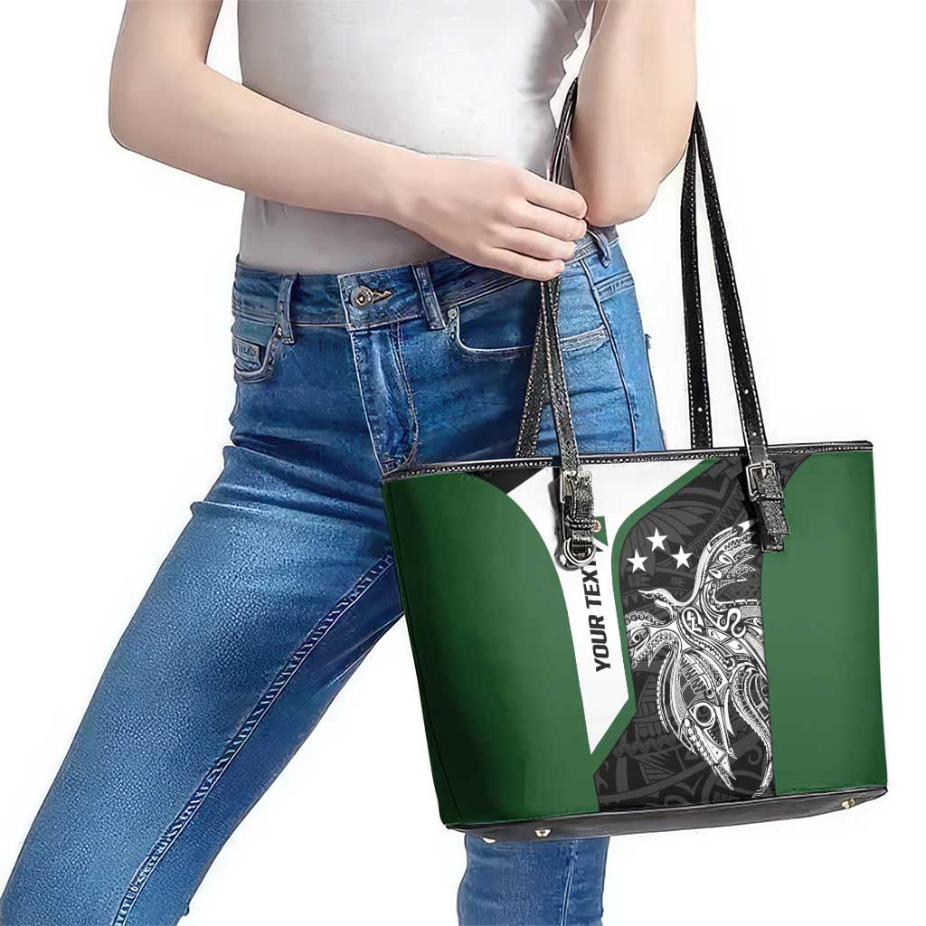 Personalised PNG Western Highlands Province Leather Tote Bag Bird of Paradise Tattoo Flag Motif LT9 - Polynesian Pride