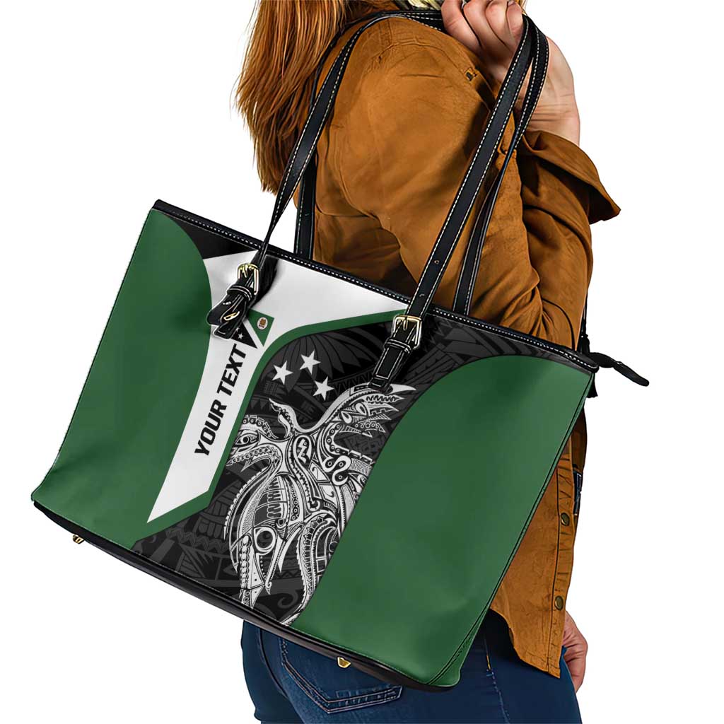 Personalised PNG Western Highlands Province Leather Tote Bag Bird of Paradise Tattoo Flag Motif LT9 - Polynesian Pride