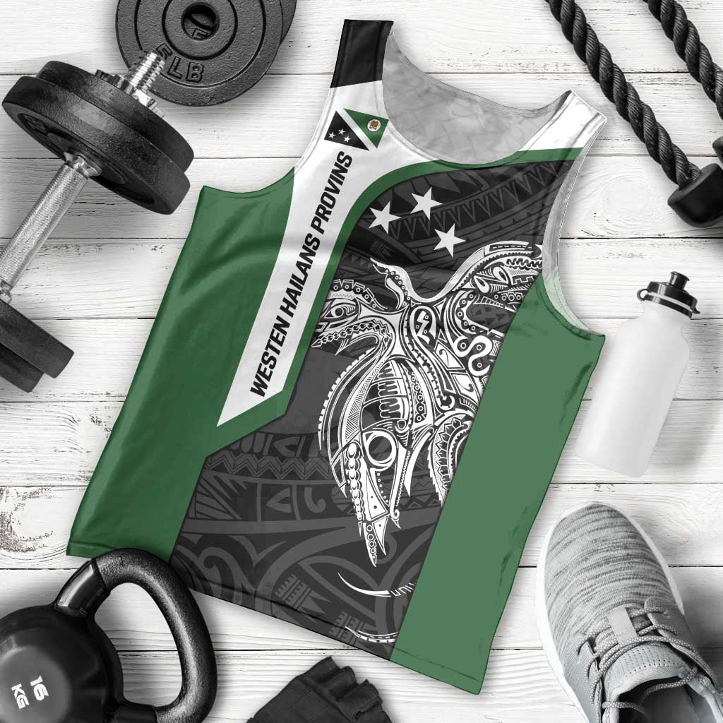 Personalised PNG Western Highlands Province Men Tank Top Bird of Paradise Tattoo Flag Motif LT9 - Polynesian Pride