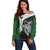 Personalised PNG Western Highlands Province Off Shoulder Sweater Bird of Paradise Tattoo Flag Motif - Polynesian Pride