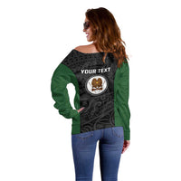 Personalised PNG Western Highlands Province Off Shoulder Sweater Bird of Paradise Tattoo Flag Motif LT9 - Polynesian Pride