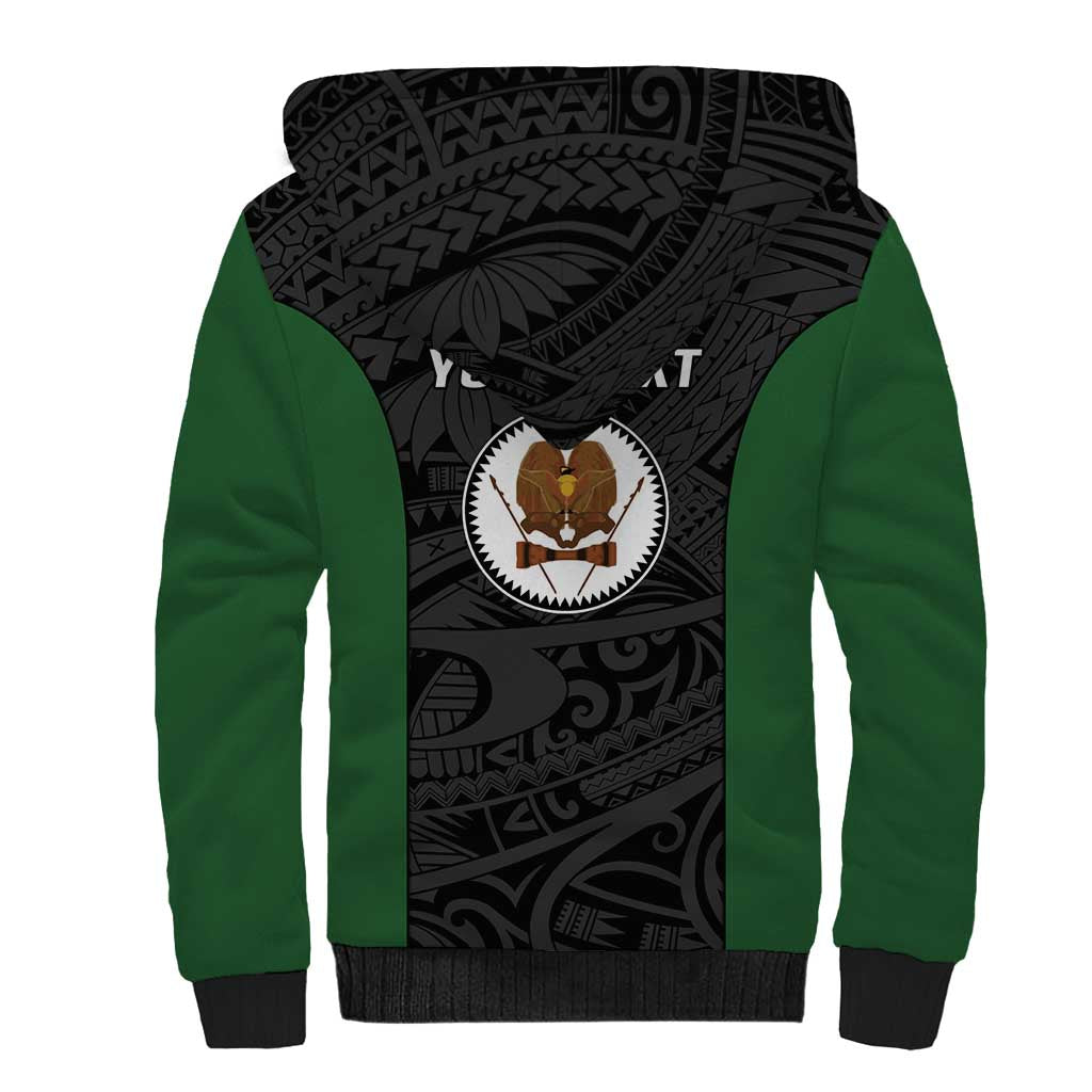 Personalised PNG Western Highlands Province Sherpa Hoodie Bird of Paradise Tattoo Flag Motif LT9 - Polynesian Pride
