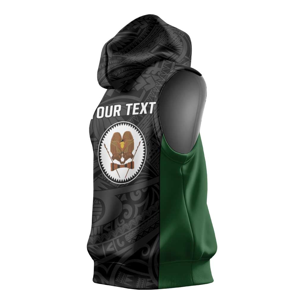 Personalised PNG Western Highlands Province Sleeveless Hoodie Bird of Paradise Tattoo Flag Motif LT9 - Polynesian Pride