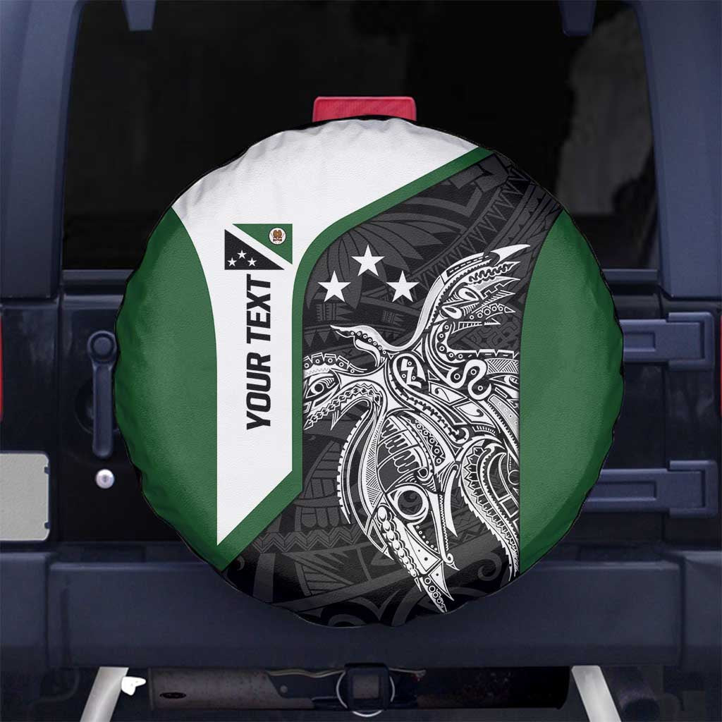 Personalised PNG Western Highlands Province Spare Tire Cover Bird of Paradise Tattoo Flag Motif LT9 No hole Green - Polynesian Pride