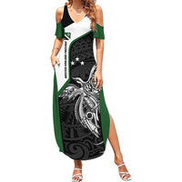 Personalised PNG Western Highlands Province Summer Maxi Dress Bird of Paradise Tattoo Flag Motif LT9 Women Green - Polynesian Pride