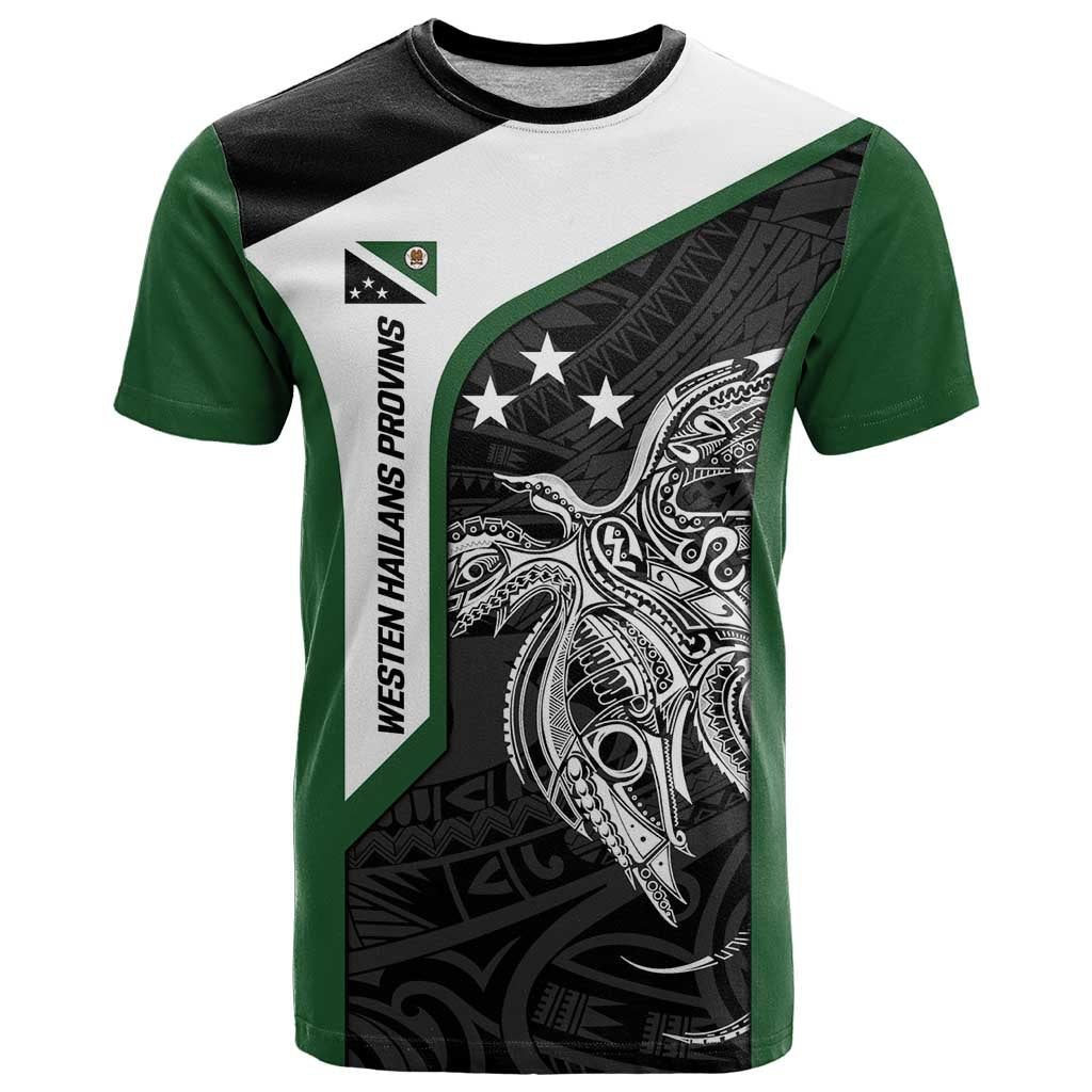 Personalised PNG Western Highlands Province T Shirt Bird of Paradise Tattoo Flag Motif LT9 Green - Polynesian Pride