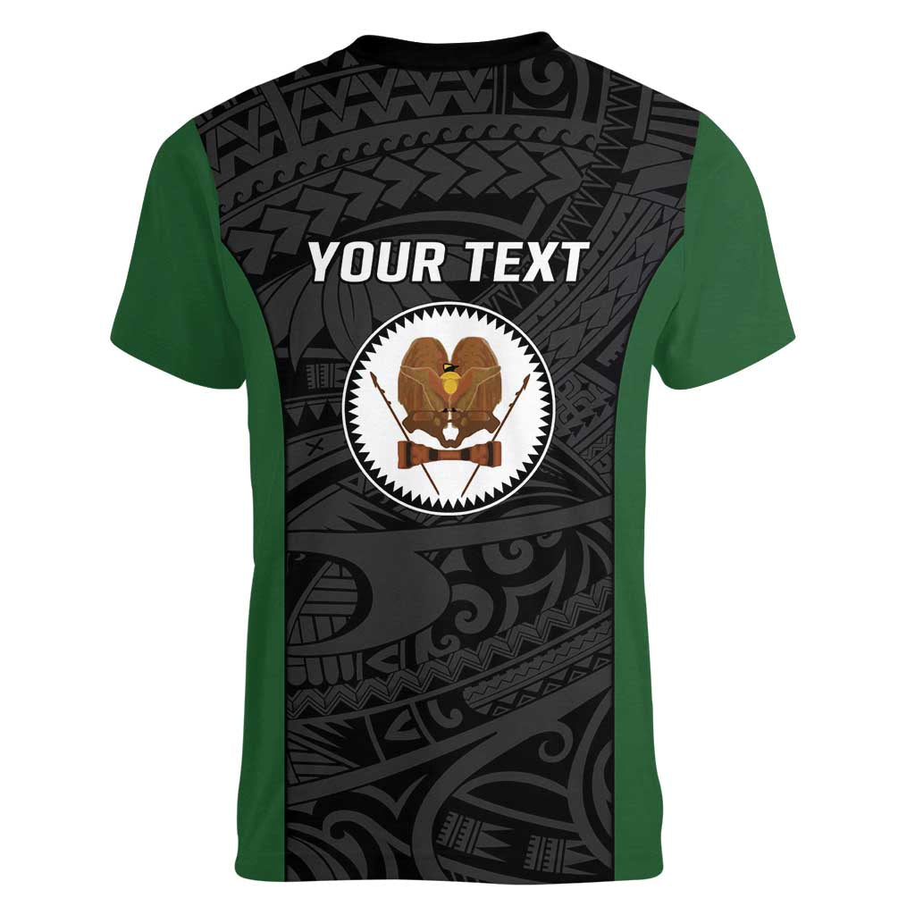 Personalised PNG Western Highlands Province Women V-Neck T-Shirt Bird of Paradise Tattoo Flag Motif - Polynesian Pride