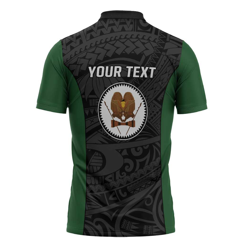 Personalised PNG Western Highlands Province Zipper Polo Shirt Bird of Paradise Tattoo Flag Motif LT9 - Polynesian Pride