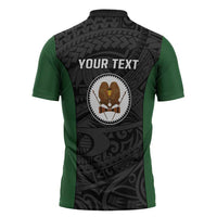 Personalised PNG Western Highlands Province Zipper Polo Shirt Bird of Paradise Tattoo Flag Motif LT9 - Polynesian Pride