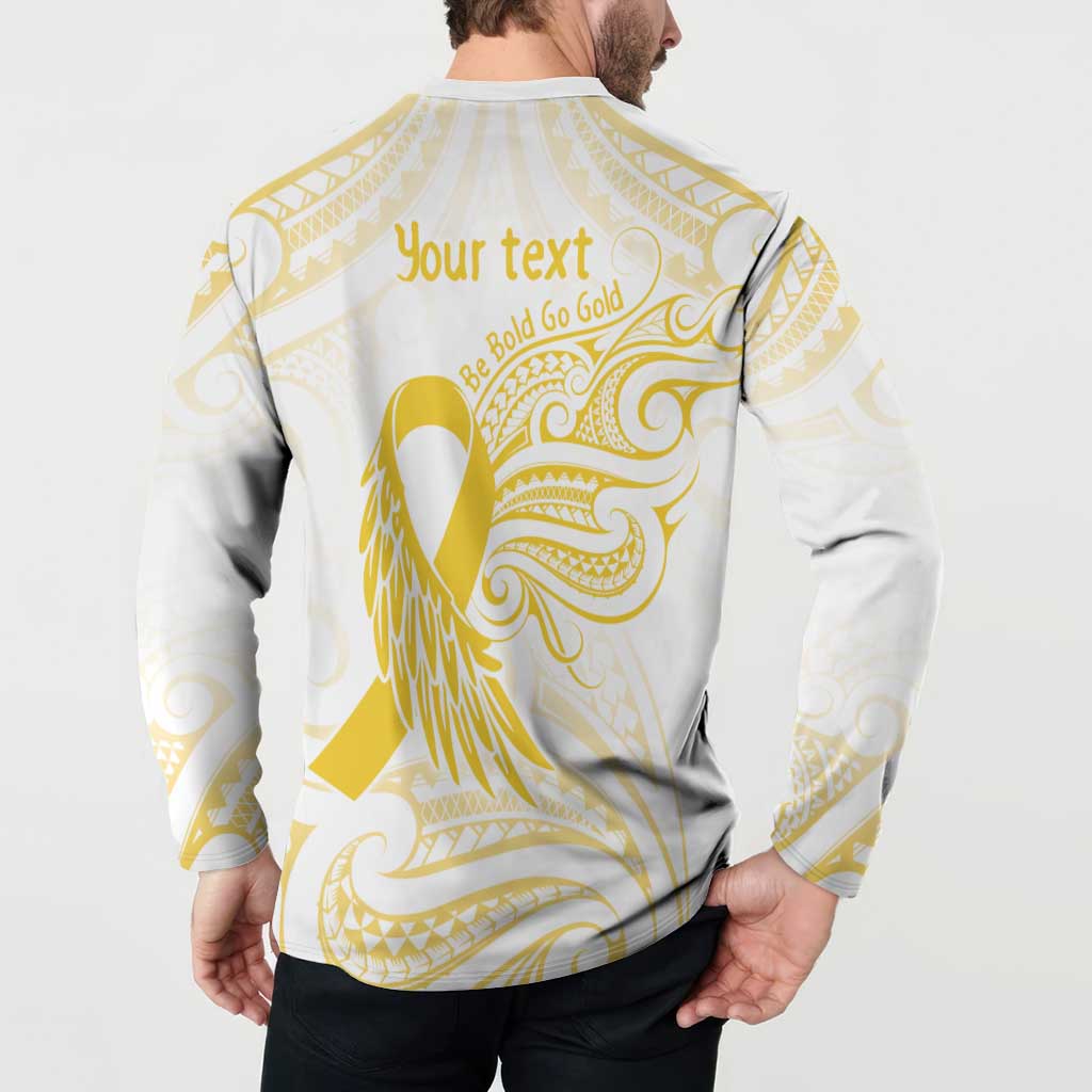 Be Bold Go Gold Polyneisan Ribbon Childhood Personalised Button Sweatshirt