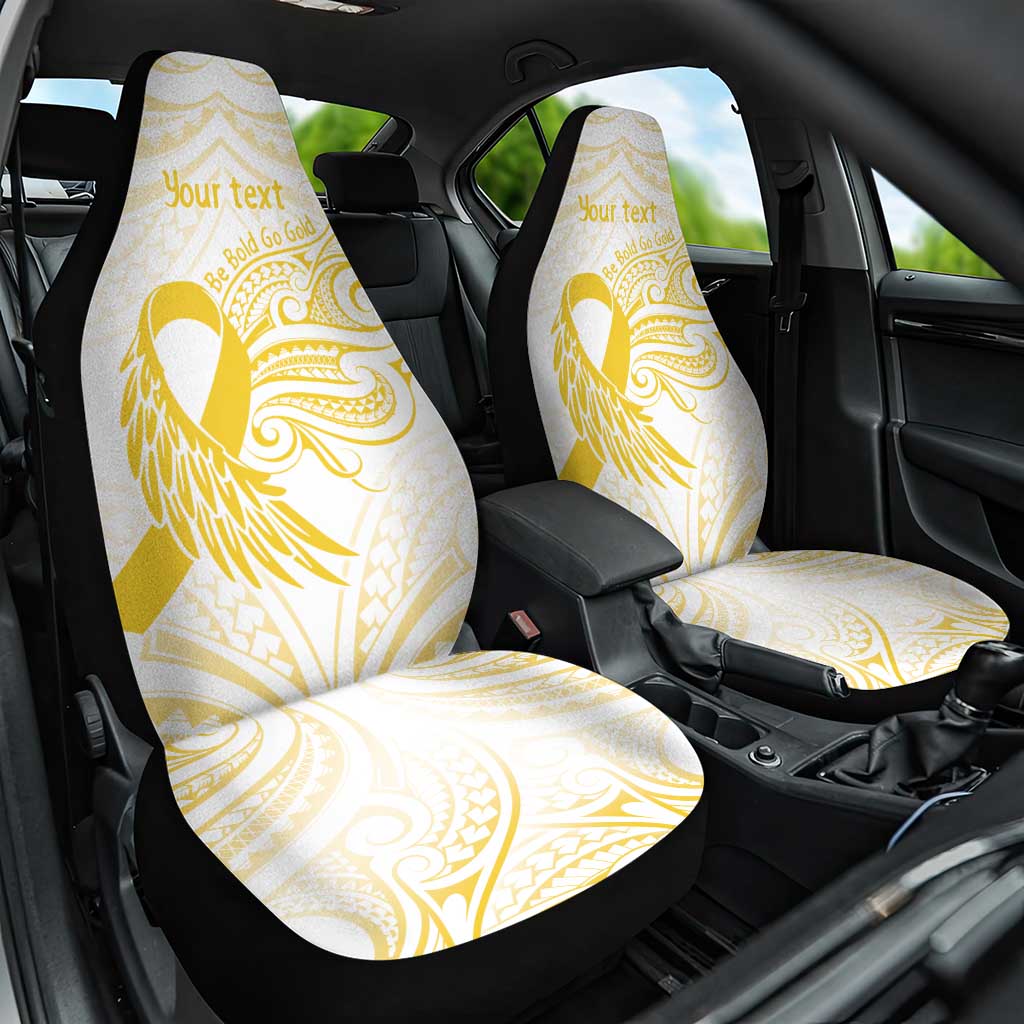 Be Bold Go Gold Polyneisan Ribbon Childhood Personalised Car Seat Cover LT9 One Size Gold - Polynesian Pride